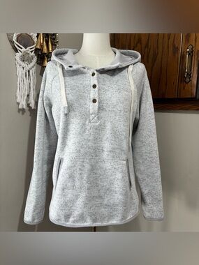 Thread & Supply Light Heather Gray Hooded Button Pullover